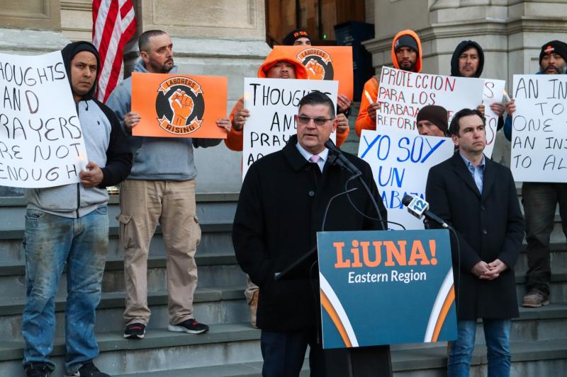 LIUNA Members at services for Juan Jose Coc